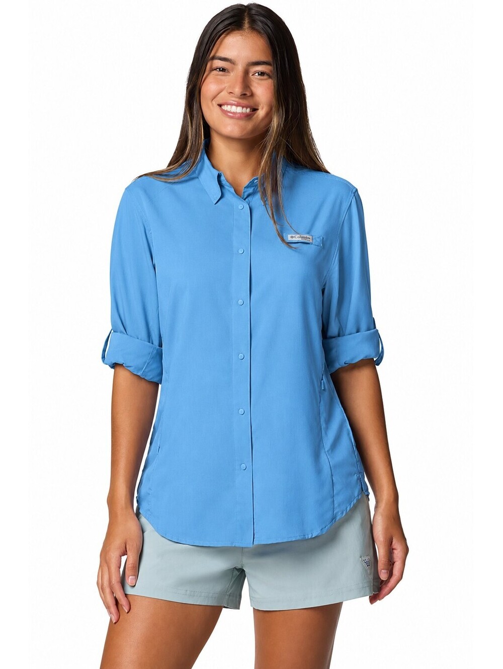 Columbia Sportswear Women's PFG Tamiami Long Sleeve Shirt (M) blue